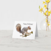 Eekhoorn spelen trompet verjaardag Kaart (Gele Bloem)