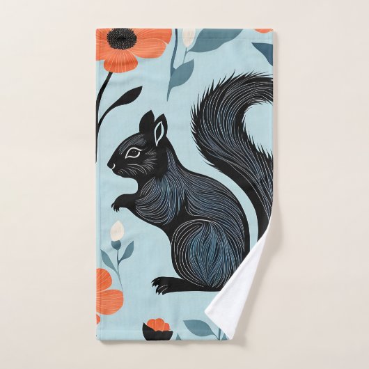 Eekhoorn Spring Flowers Art Bad Handdoek (Handdoek)