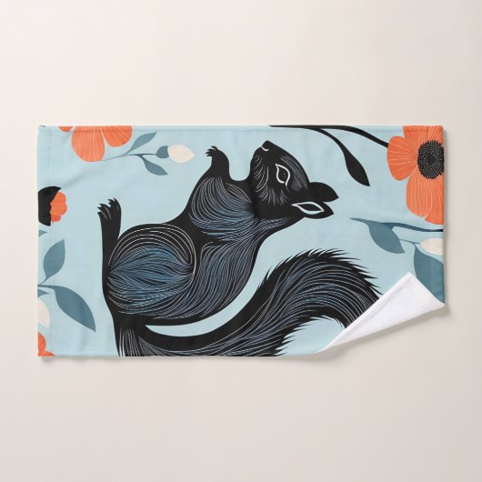 Eekhoorn Spring Flowers Art Bad Handdoek (Handdoek)
