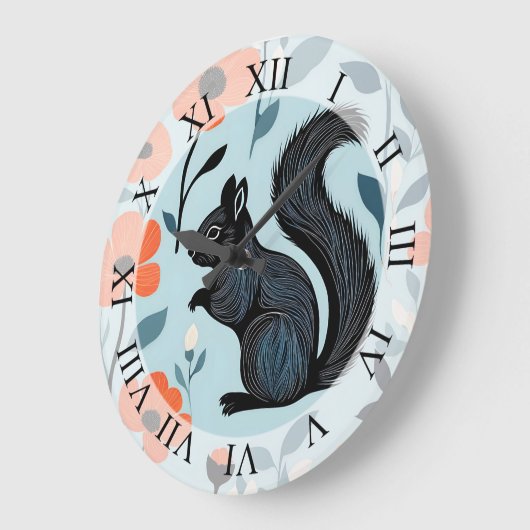 Eekhoorn Spring Flowers Art Grote Klok (Hoek)
