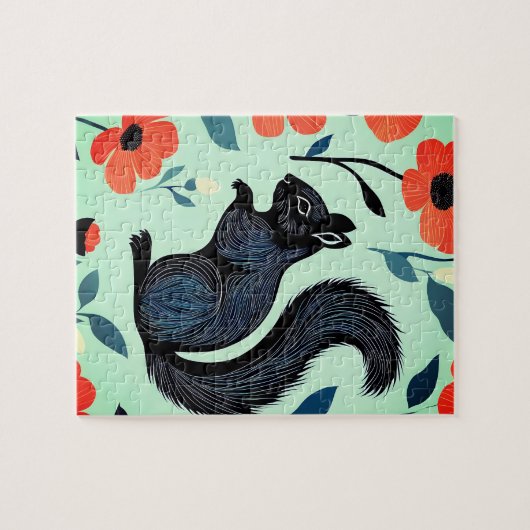 Eekhoorn Spring Flowers Art Legpuzzel (Horizontaal)
