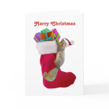 Eekhoorn Stocking Christmas Kaart