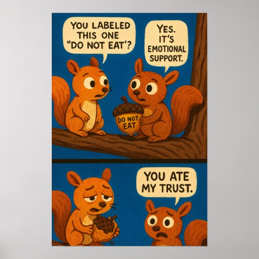 Eekhoorn Strip - Emotionele Steun Eikel Grap Poster (Voorkant)