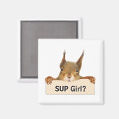 Eekhoorn SUP meisje? Eigen Tekst Magneet (Voorkant / Achterkant)