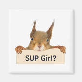 Eekhoorn SUP meisje? Eigen Tekst Magneet (Voorkant)