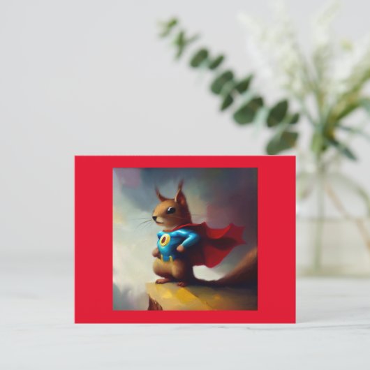 Eekhoorn Superhero Briefkaart (Staand voorkant)