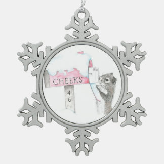 eekhoorn tin sneeuwvlok ornament