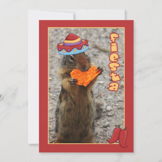 Eekhoorn, Tortilla Chip Fiesta Invitation Kaart (Voorkant)