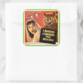 Eekhoorn uit de kosmos parodie vierkante sticker (Tas)