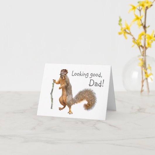 Eekhoorn Vaderdag Kaart (Gele Bloem)