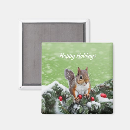 Eekhoorn Vakantie Kerstmagneet Magneet (Voorkant / Achterkant)