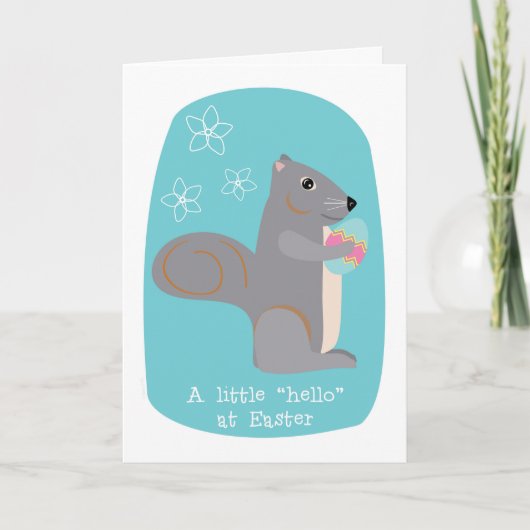 Eekhoorn van het Hallo van Pasen de Leuke Grijze Feestdagen Kaart (Voorkant)