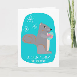 Eekhoorn van het Hallo van Pasen de Leuke Grijze Feestdagen Kaart