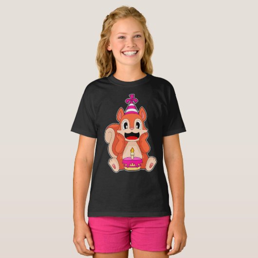 Eekhoorn Verjaardag Party pet T-shirt (Voorkant volledig)