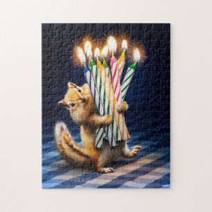 Eekhoorn verjaardagskaarsen legpuzzel