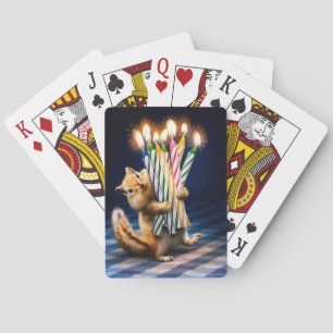 Eekhoorn verjaardagskaarsen pokerkaarten