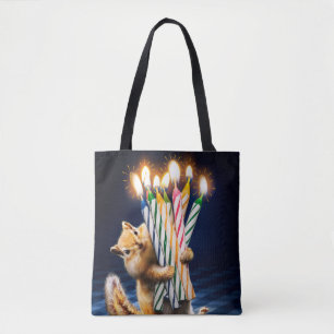 Eekhoorn verjaardagskaarsen tote bag