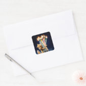 Eekhoorn verjaardagskaarsen vierkante sticker (Envelop)