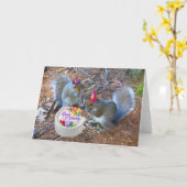 Eekhoorn verjaardagskaart kaart (Gele Bloem)