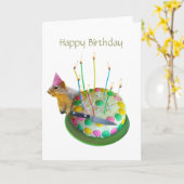 Eekhoorn verjaardagstaart Kaart (Gele Bloem)