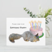 Eekhoorn Verjaardagstaart Verjaardagsfeestje Uitno Kaart (Staand voorkant)