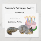 Eekhoorn Verjaardagstaart Verjaardagsfeestje Uitno Kaart (Voorkant / Achterkant)