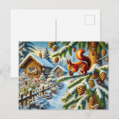 Eekhoorn verzamelen dennenappels briefkaart (Voorkant / Achterkant)