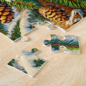 Eekhoorn verzamelt dennenappels legpuzzel (Zijkant)