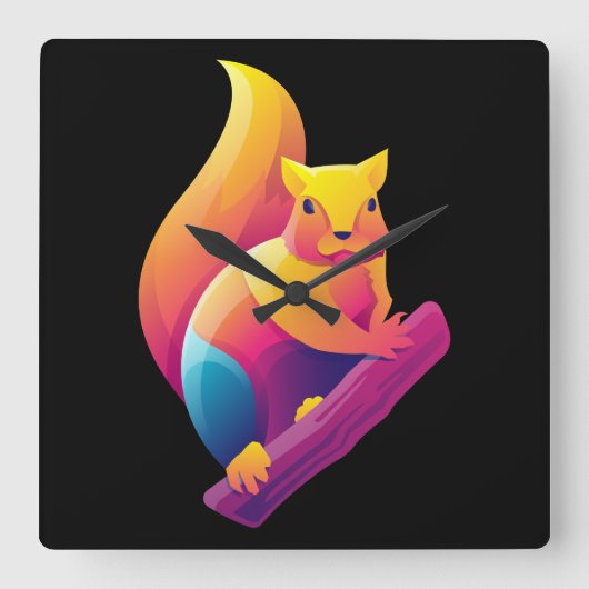 eekhoorn vierkante klok (Voorkant)