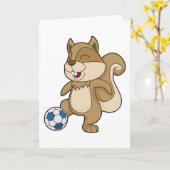Eekhoorn Voetballer Voetbal Kaart (Gele Bloem)