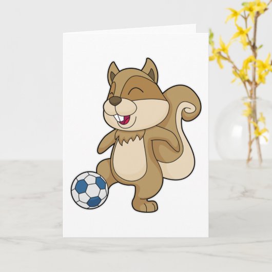 Eekhoorn Voetballer Voetbal Kaart (Gele Bloem)