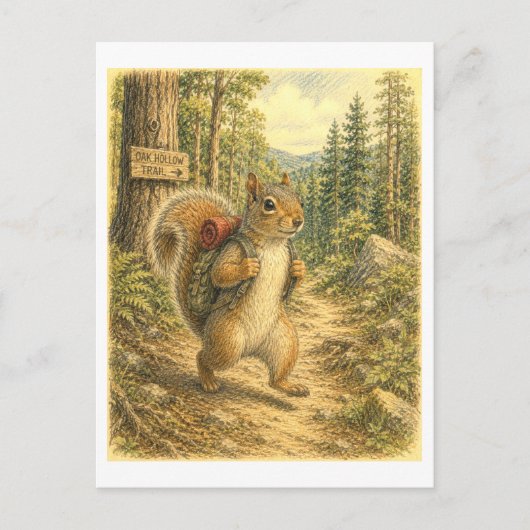 Eekhoorn Wandel Illustratie Briefkaart (Voorkant)