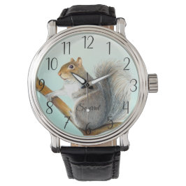 Eekhoorn Waterverf Artwork Horloge