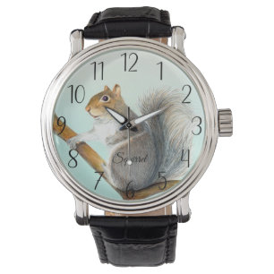 Eekhoorn Waterverf Artwork Horloge
