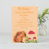 Eekhoorn Waterverf Baby Girl paddenstoel Rood Inv Kaart (Staand voorkant)