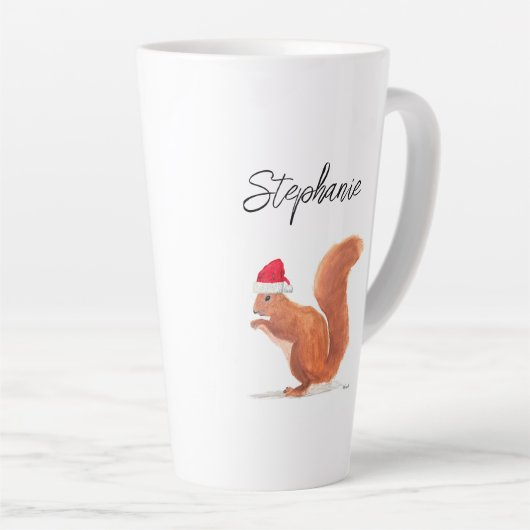 Eekhoorn waterverf kerstman latte mok (Rechterhoek)