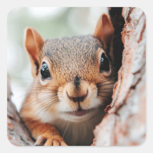 Eekhoorn Wilde Dieren Liefdevol Portret Vierkante Sticker