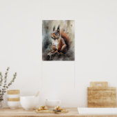 Eekhoorn Woodland Animal Art Print Poster (Keuken)
