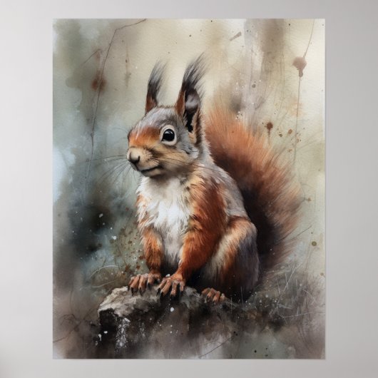 Eekhoorn Woodland Animal Art Print Poster (Voorkant)