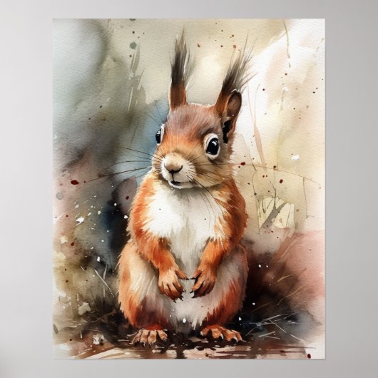 Eekhoorn Woodland Animal Art Print Poster (Voorkant)