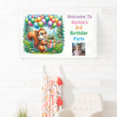 Eekhoorn Woodland thema verjaardag gepersonaliseer Spandoek (Insitu)