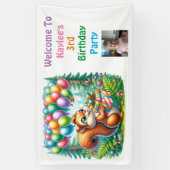Eekhoorn Woodland thema verjaardag gepersonaliseer Spandoek (Verticaal)