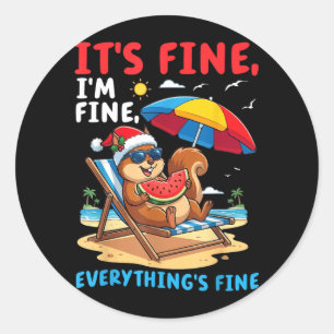Eekhoorn Zomer Kerst Prima Prima Alles Prima Ronde Sticker