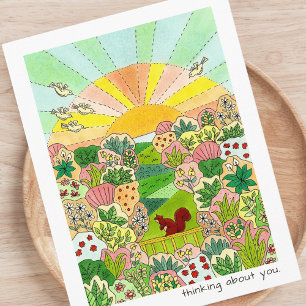 Eekhoorn Zonsopgang Tuin Denkend Aan Jou Briefkaart
