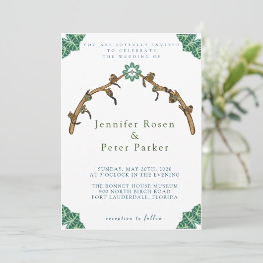 Eekhoornaapjes Branch Arch met Oerwoud Bladeren Kaart (Staand voorkant)