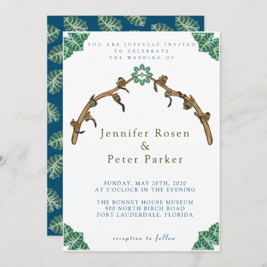 Eekhoornaapjes Branch Arch met Oerwoud Bladeren Kaart (Voorkant / Achterkant)