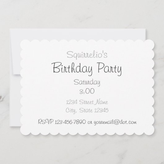 Eekhoornballonnen Verjaardagsfeestje Uitnodiging (Achterkant)