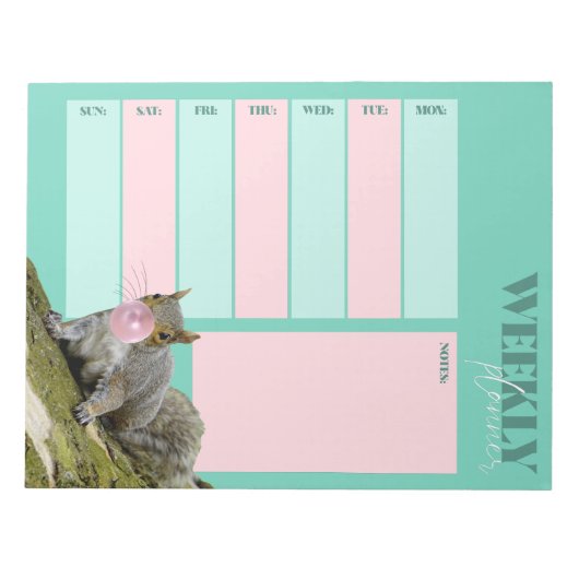 Eekhoornblazen en Bubblegum Weekplanner Notitieblok (Voorkant)