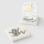  eekhoornboom - Sjabloon van reeptiel kikker Stenen Onderzetter (Zijkant)