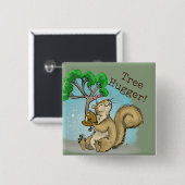 Eekhoornboom Vierkante Button 5,1 Cm (Voorkant /achterkant)